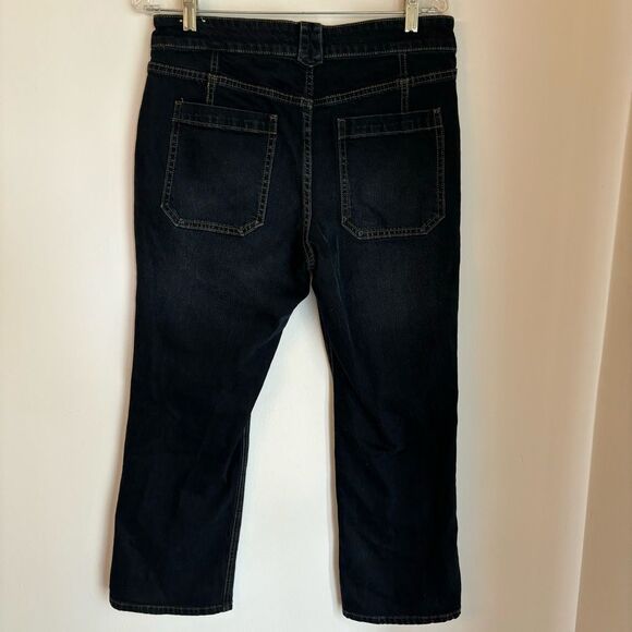 Pilcro Anthropologie Women boho cropped embroidered flower front pocket jeans 30 - Picture 4 of 11